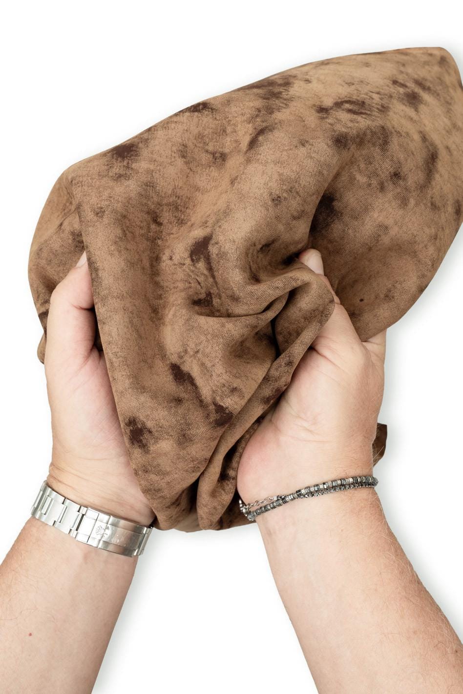 Beige/brown printed HAIR on LEATHER hide, luxurious soft pony cowhide for hobbyists B19692-CV La Garzarara