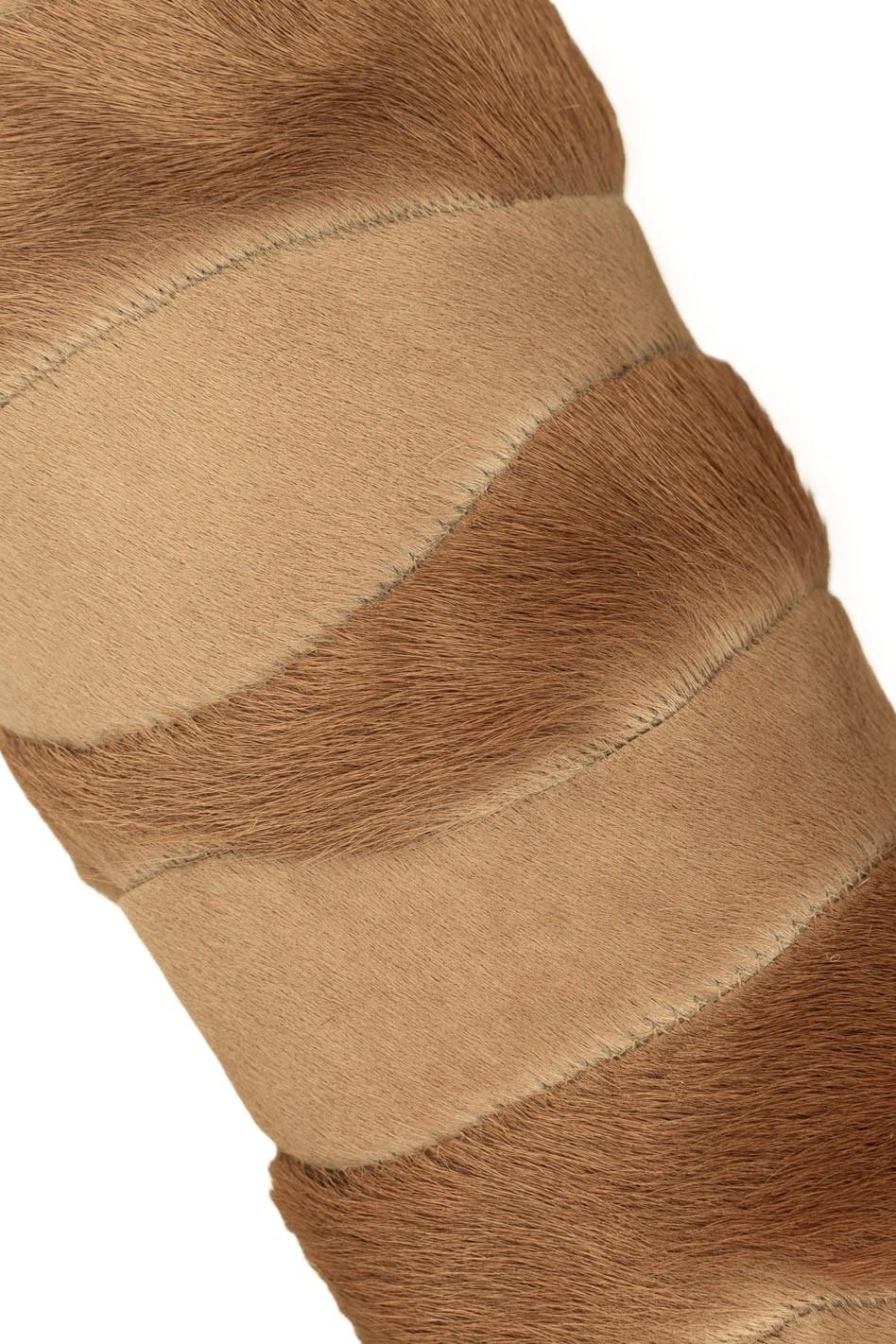 Beige/brown printed HAIR on LEATHER hide, luxurious soft pony cowhide for hobbyists B19692-CV La Garzarara