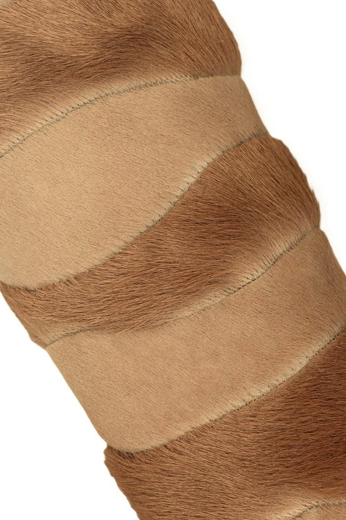 Beige/brown printed HAIR on LEATHER hide, luxurious soft pony cowhide for hobbyists B19692-CV La Garzarara