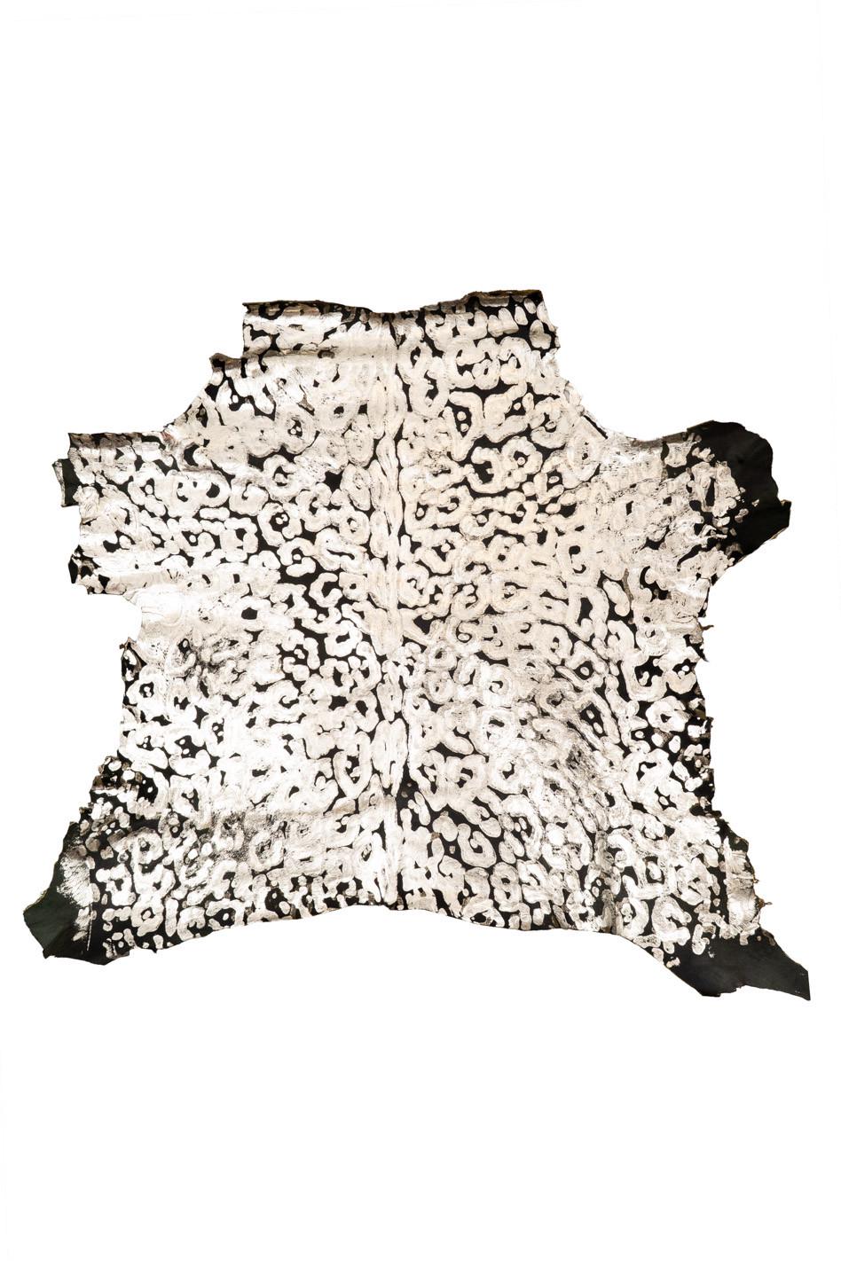 LEOPARD textured hair on leather hide, light gold ANIMAL print on dark green pony calfskin, soft hairy cowhide B19686-CV La Garzarara