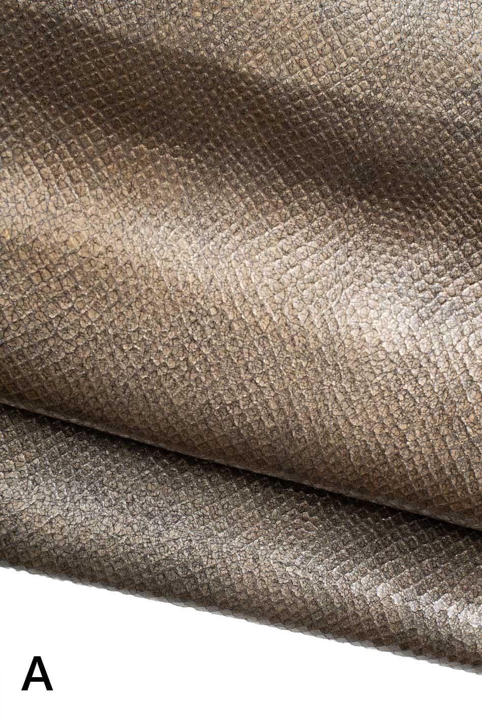 METALLIC REPTILE printed leather skins, python pattern on crackle textured goatskins, in different tones B19621-MT(st) La Garzarara