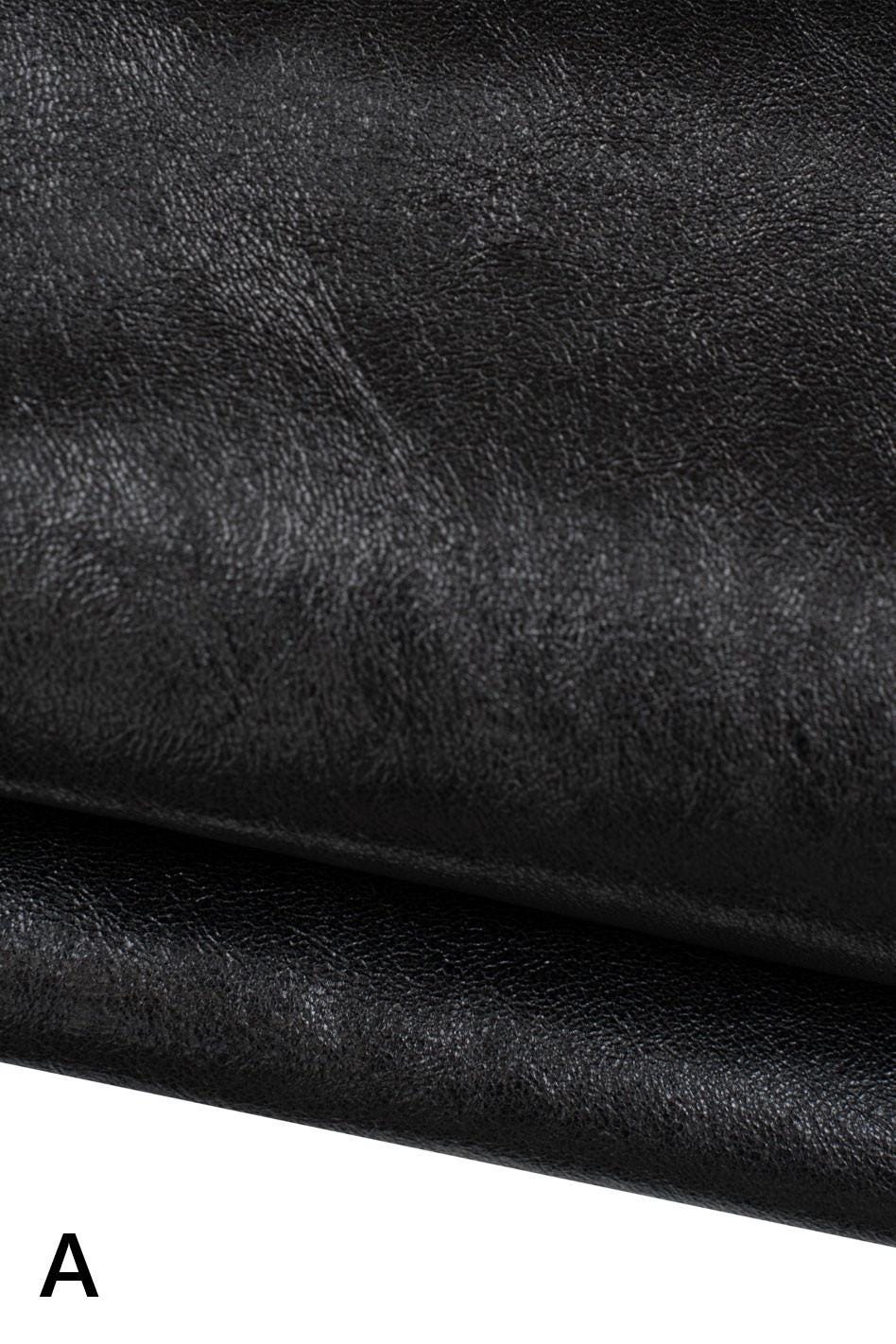 BLACK LEATHER skins in different finishings - smooth - glitter metallic - tiny pebble grain - lizard print B19619-TB La Garzarara