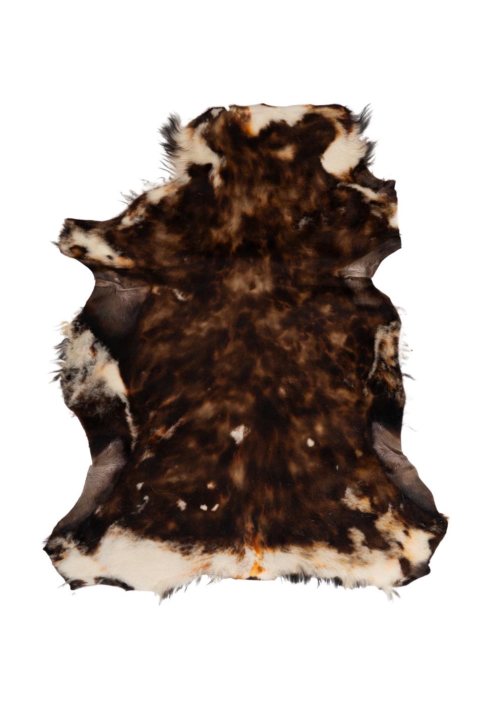 Brown shaded SHEARLING leather skin, plush hairy SHEEPSKIN, netural wool on leather, back in beige leather B19645-MNT La Garzarara