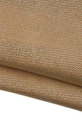 Set of 2 HOLOGRAPHIC METALLIC printed goatskins, light gold geometrical texture on beige suede leather skin B19465-MT(st) La Garzarara
