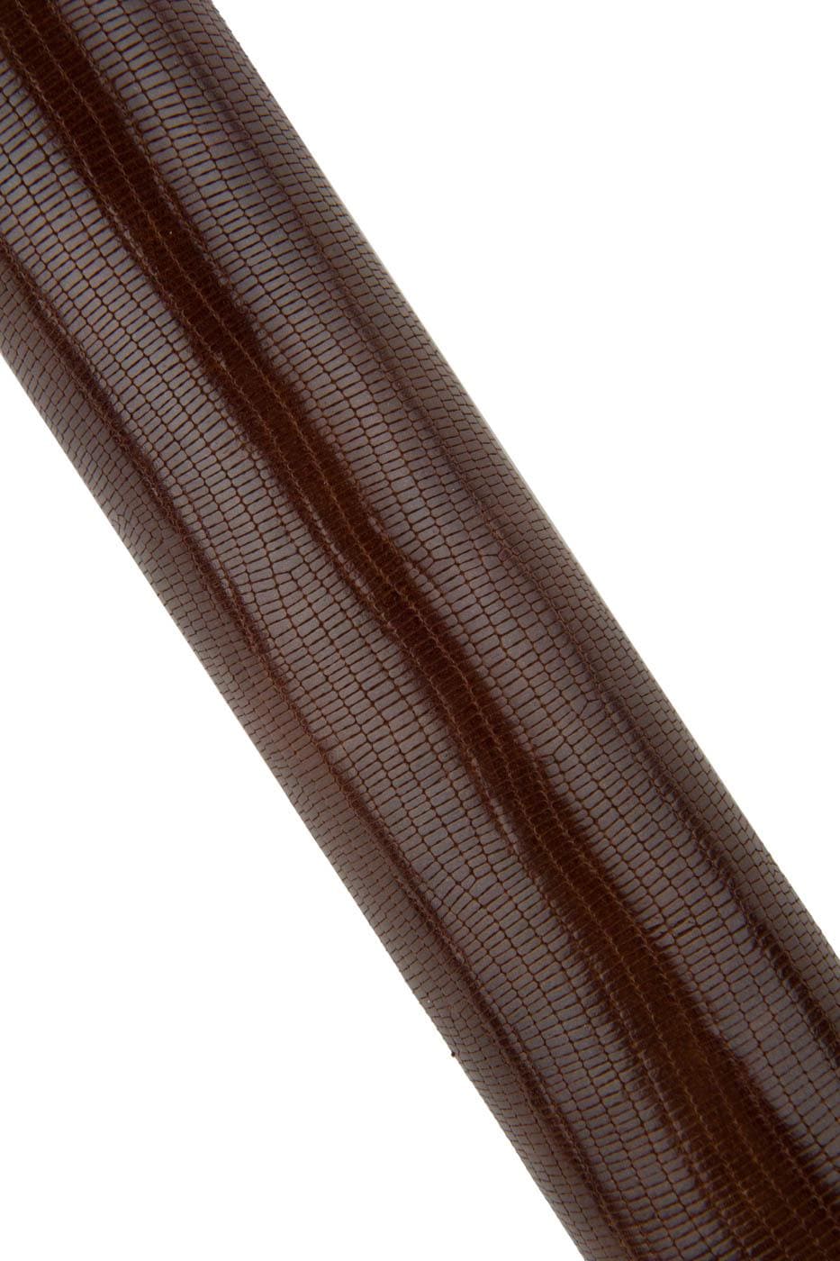 Dark brown LIZARD printed leather hide, tejus pattern on goatskin, glossy embossed hide for crafters B19324-ST La Garzarara