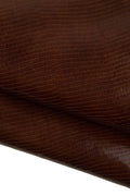 Dark brown LIZARD printed leather hide, tejus pattern on goatskin, glossy embossed hide for crafters B19324-ST La Garzarara