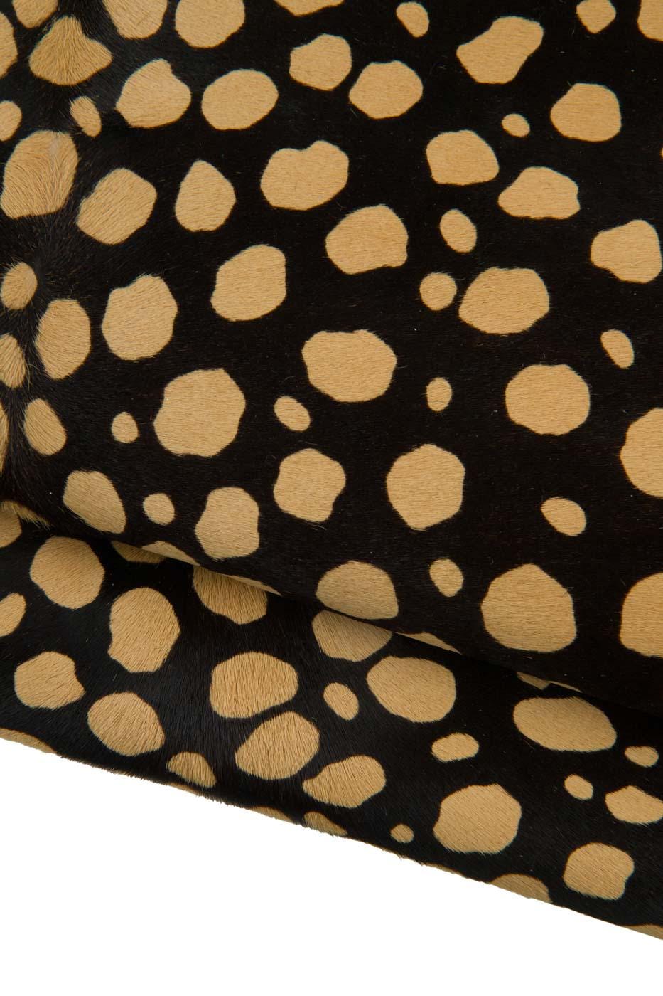 ANIMAL printed hair on leather hide, biege - dark brown textured PONY calfskin, luxurious cowhide for crafting B19376-CV La Garzarara