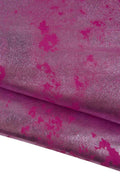 Fuchsia METALLIC leather skin, pink SPARKLE abstract print on soft suede goatskin, ideal for crafters B19412-MT(st) La Garzarara