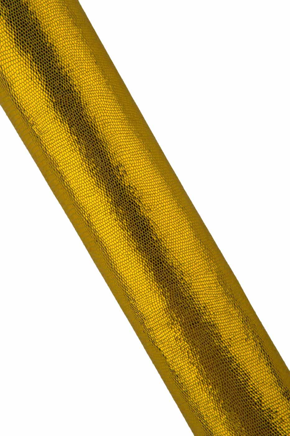 Gold yellow LIZARD printed leather skin, reptile printed METALLIC goatskin, thin soft bright material 0.5 - 0.8mm B19413-MT(st) La Garzarara