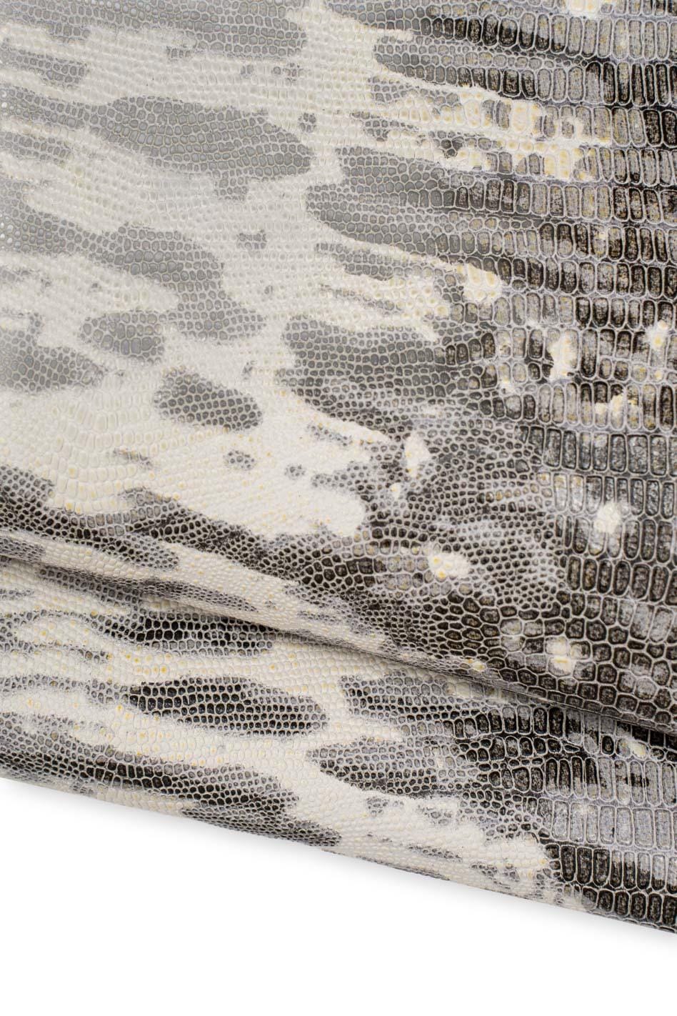 Assortment of 3 white - grey leather skins, BUNDLE of 1 solid color smooth goatskin, and 2 ANIMAL printed leathers B19528-ST La Garzarara