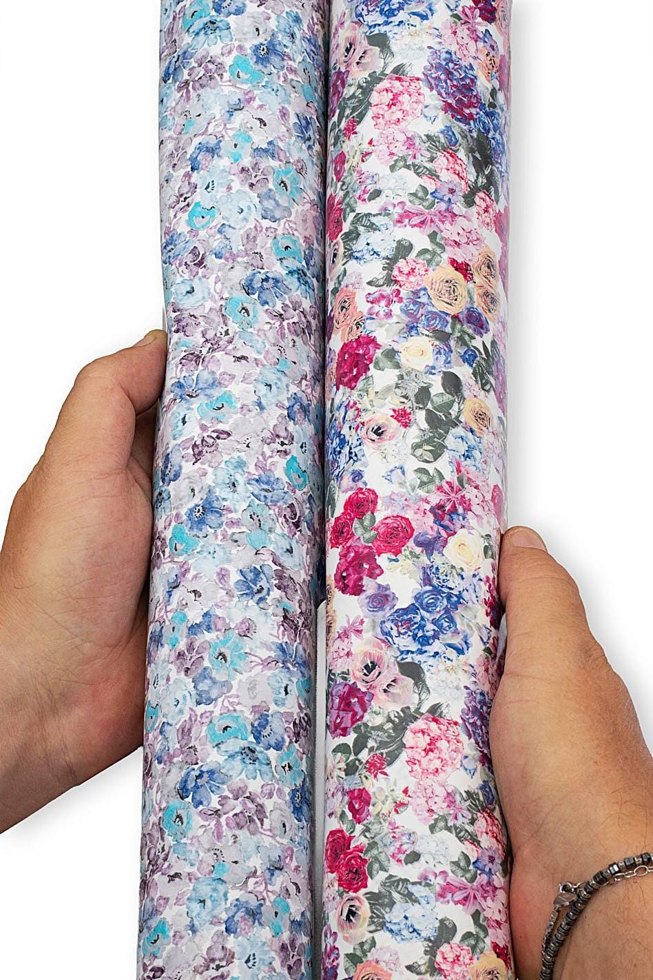 FLORAL printed PATENT leather hide, flower pattern on glossy soft cowhide, ideal for hobbyists B19402-ST La Garzarara