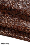 HEART textured leather hide, brown / black reptile printed calfskin with METALLIC print, soft hide for crafters B19441-MT(st) La Garzarara