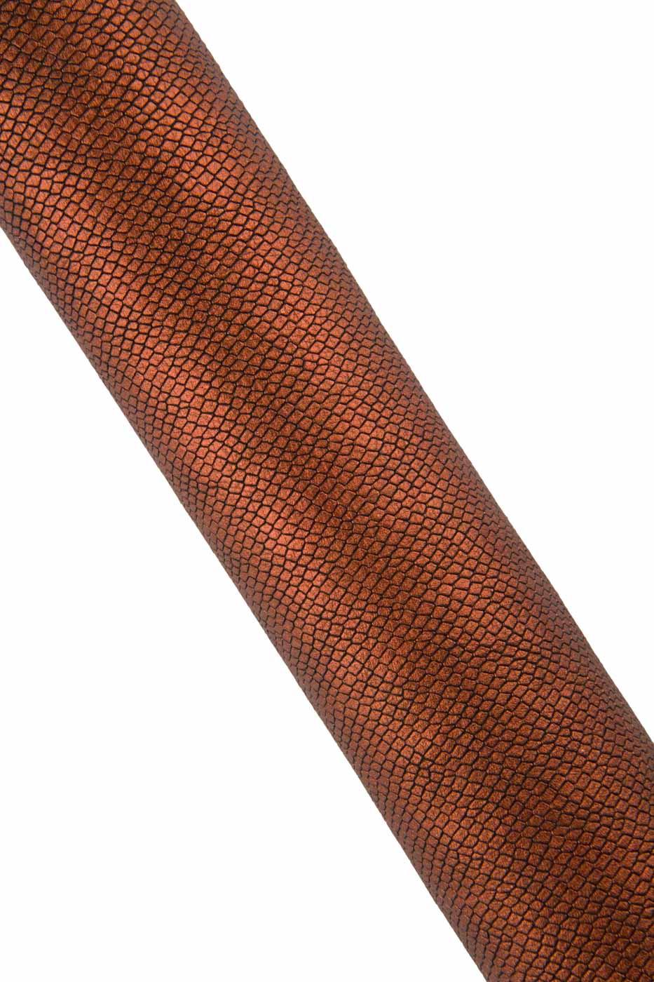 Rust REPTILE embossed leather hide, METALLIC snake printed calfskin, bright soft material for elegant creations B19330-MT(st) La Garzarara