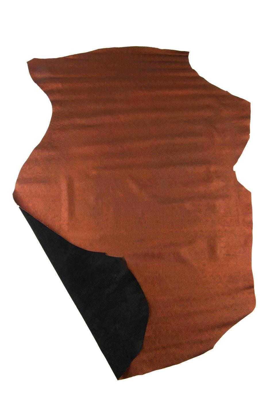 Rust REPTILE embossed leather hide, METALLIC snake printed calfskin, bright soft material for elegant creations B19330-MT(st) La Garzarara