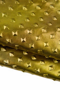 Gold EMBOSSED leather skin, RELIEF printed goatskin, soft metallic hide, 0.6 - 0.8 mm B19386-MT(st) La Garzarara