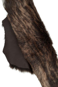 Brown wool-on sheepskin - shearling hairy sheepskin, soft leather - straight long hair, back in dark brown leather skin B19629-MNT