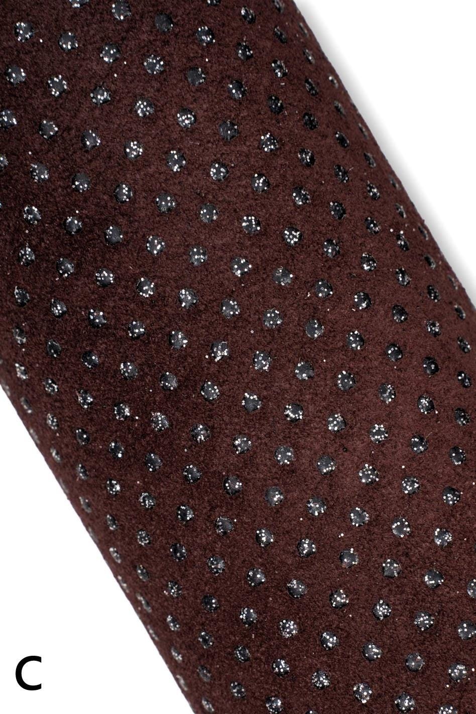 POLKA DOTS printed leather hide, glitter textured suede cowhide, soft bright calfskin for crafters B19549-ST La Garzarara