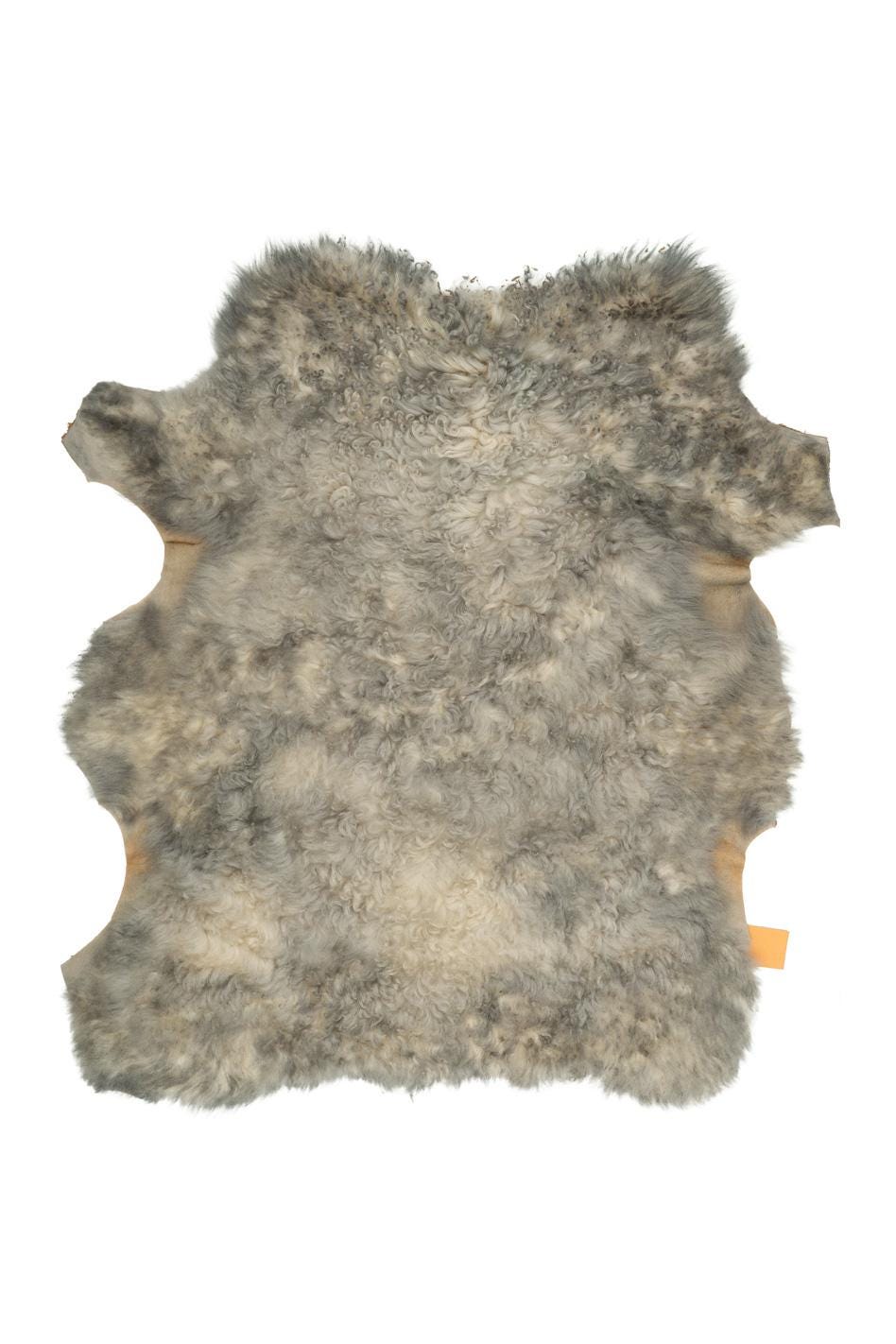 Grey/white SHEARLING hairy SHEEPSKIN, wool-on leather - , soft material - straight long hair B19634-MNT La Garzarara