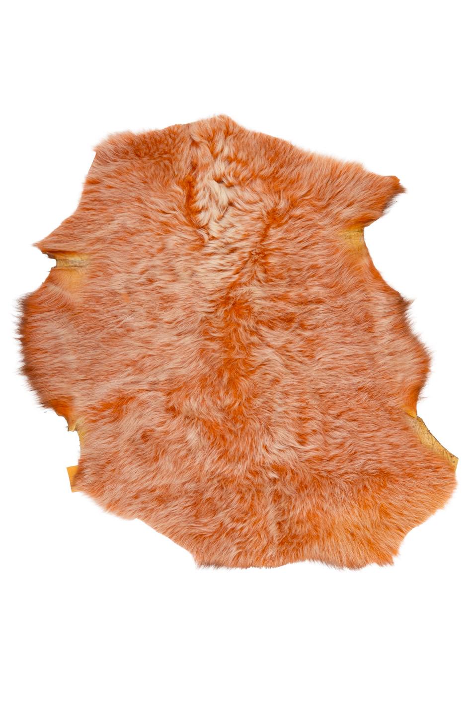 Orange DOUBLE FACE shearling, plush hairy sheepskin, back skin in brown glitter printed leather B19648-MNT La Garzarara