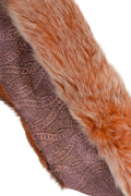 Orange DOUBLE FACE shearling, plush hairy sheepskin, back skin in brown glitter printed leather B19648-MNT La Garzarara