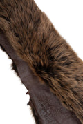 Dark brown natural WOOL leather skin, double face SHEARLING with back skin in dark brown glossy leather B19628-MNT La Garzarara
