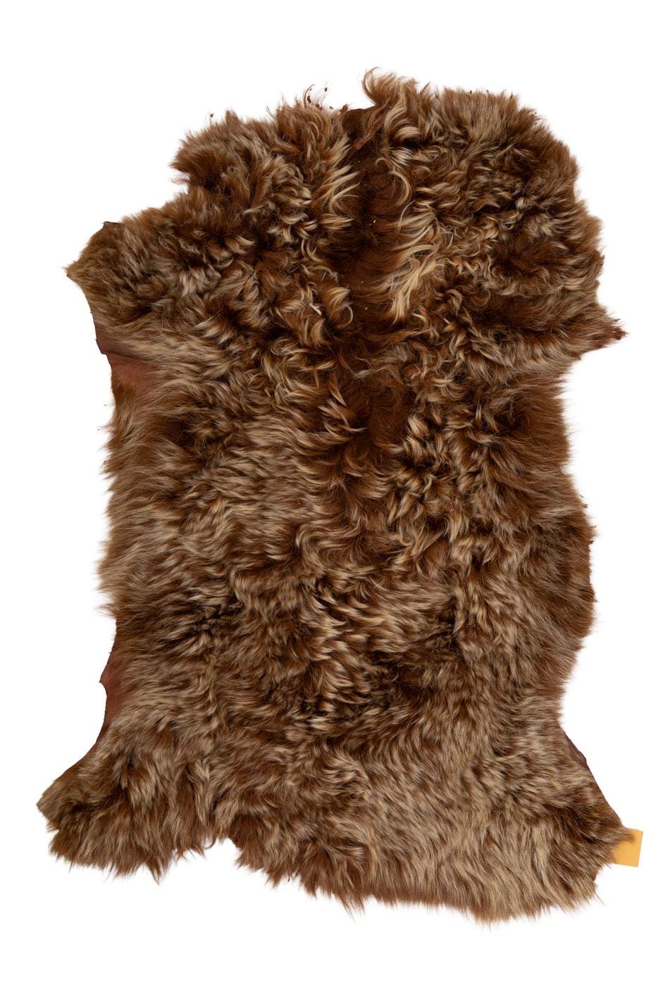 Reddish brown natural WOOL leather skin, double face SHEARLING with back skin in brick red distressed leather B19646-MNT La Garzarara