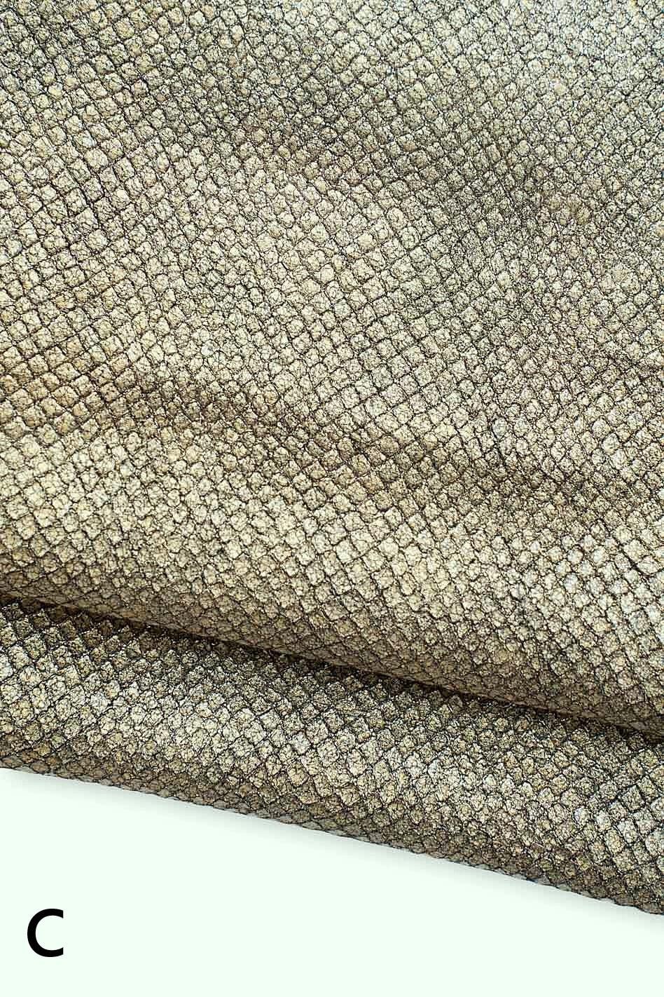 METALLIC REPTILE printed leather skins, python pattern on crackle textured goatskins, in different tones B19621-MT(st) La Garzarara
