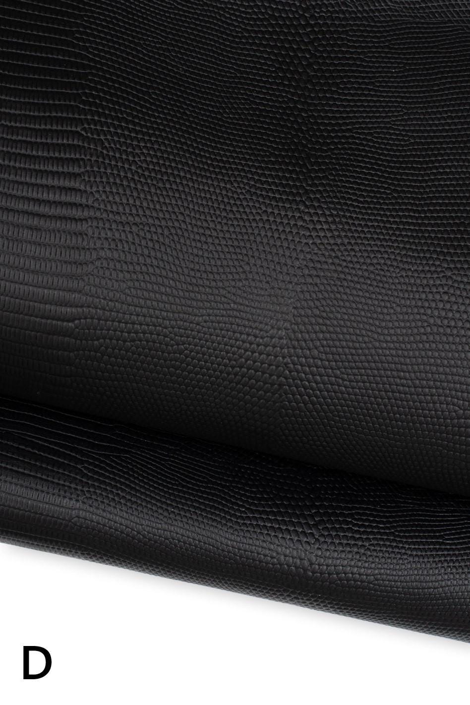BLACK LEATHER skins in different finishings - smooth - glitter metallic - tiny pebble grain - lizard print B19619-TB La Garzarara