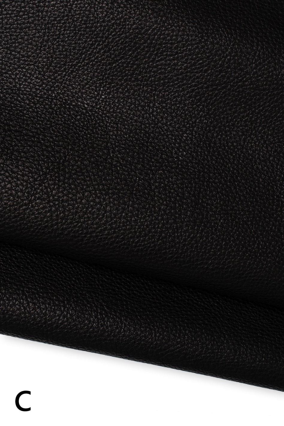 BLACK LEATHER skins in different finishings - smooth - glitter metallic - tiny pebble grain - lizard print B19619-TB La Garzarara