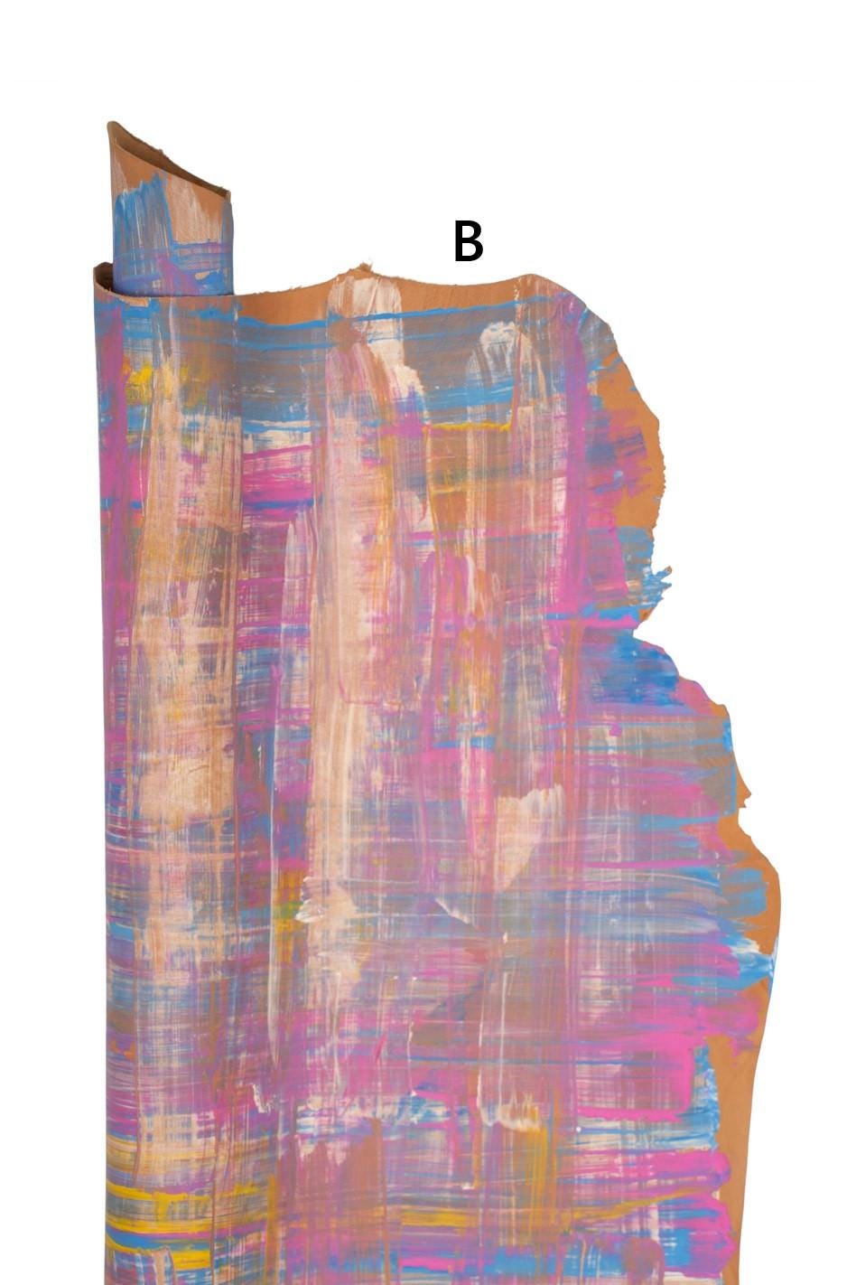 MULTICOLOR hand - PAINTED leather skins, unique colorful printed goatskins for hobbyists B19745-DM La Garzarara