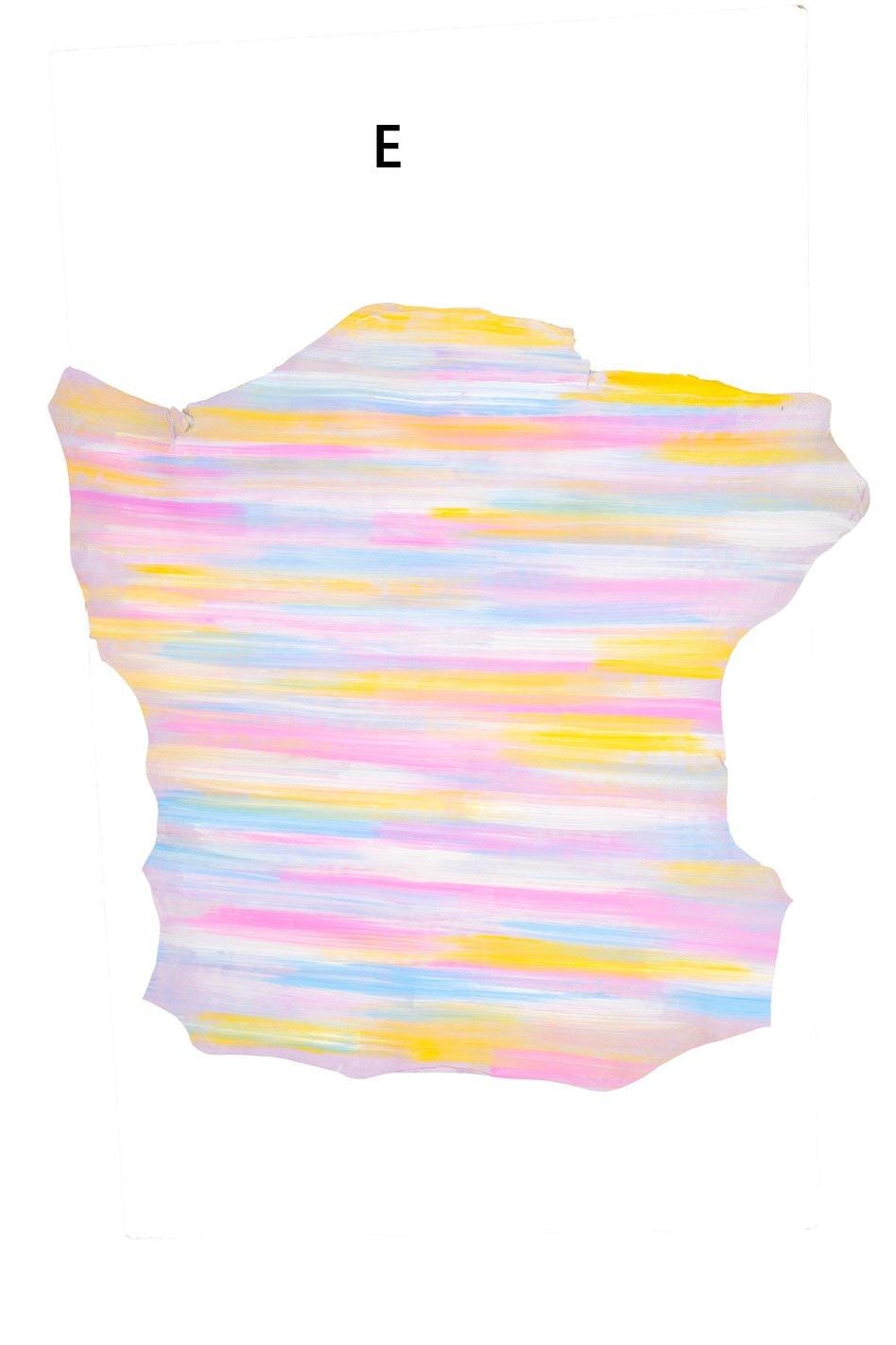 MULTICOLOR hand - PAINTED leather skins, unique colorful printed goatskins for hobbyists B19745-DM La Garzarara