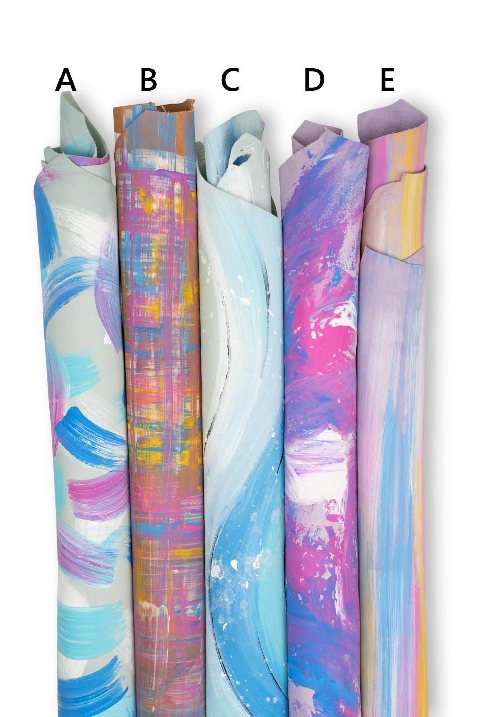 MULTICOLOR hand - PAINTED leather skins, unique colorful printed goatskins for hobbyists B19745-DM La Garzarara