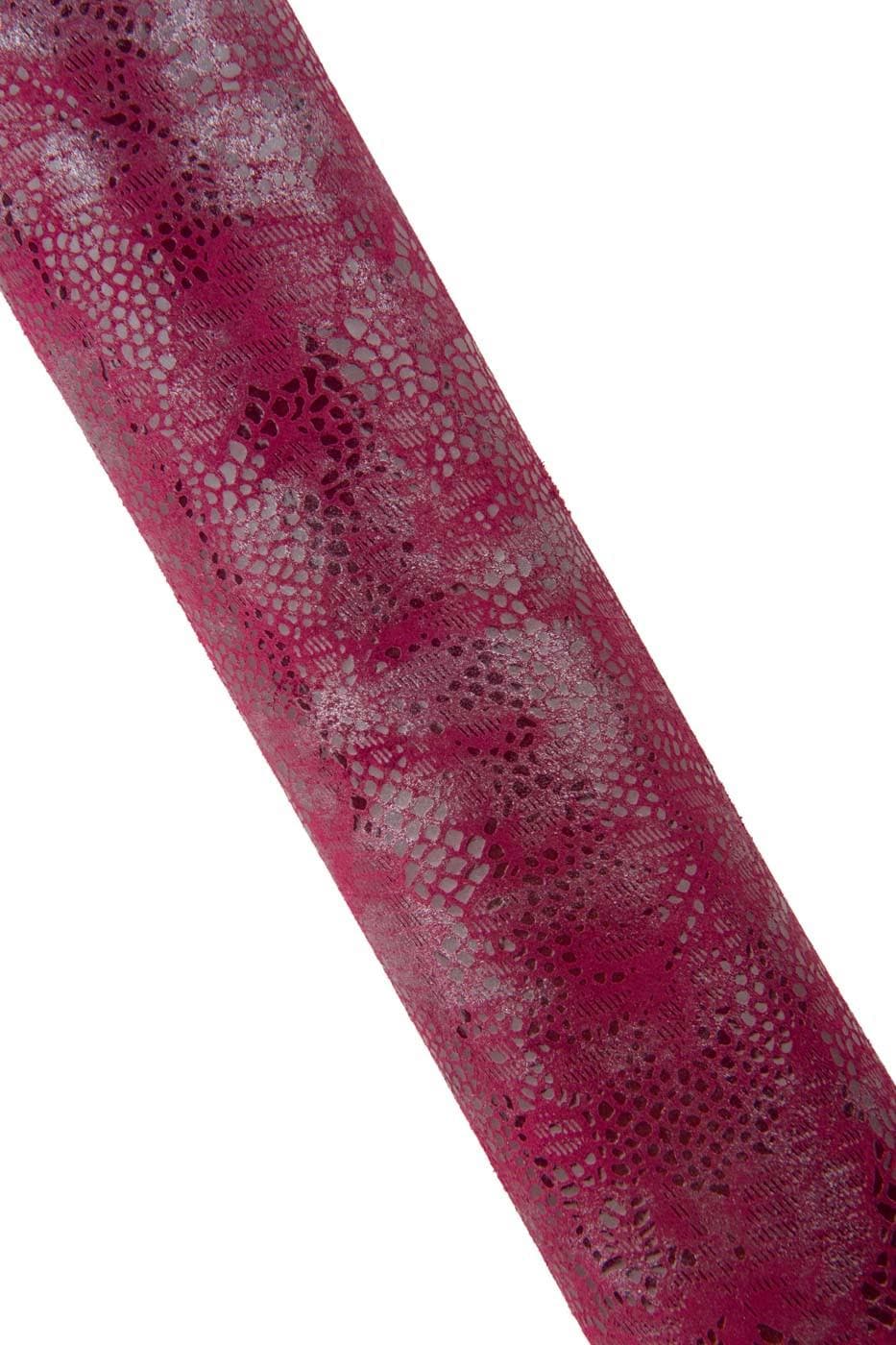Burgundy FLORAL printed cowhide, metallic TEXTURED split leather hide, flower pattern on soft calfskin B19430-MT(st) La Garzarara