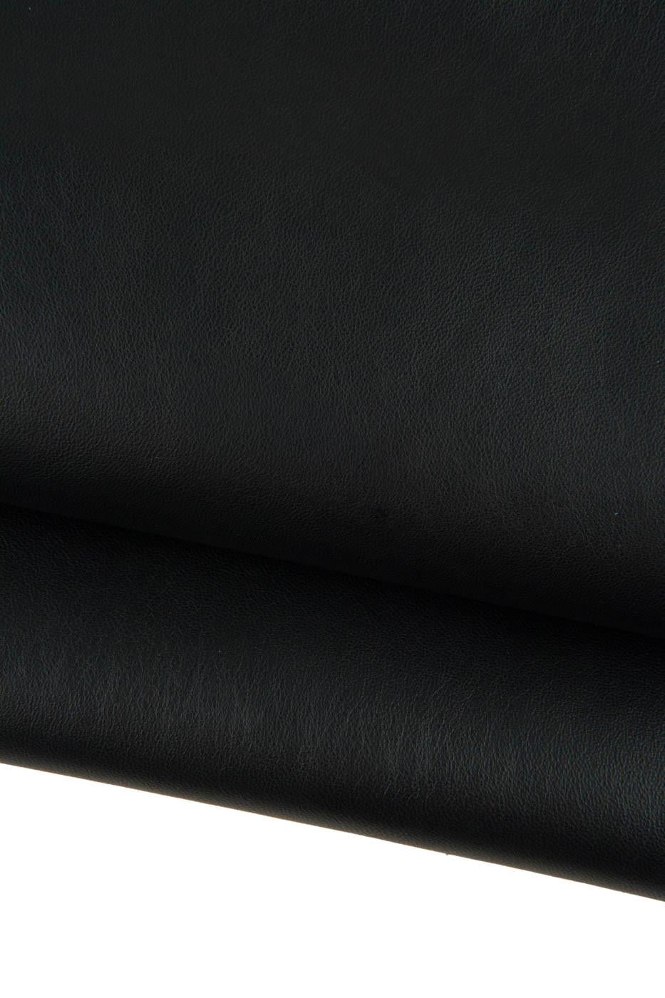 Black tiny pebble grain printed NAPPA sheepskin, solid color semi glossy LAMBSKIN, soft leather skin for crafters B19359-TB La Garzarara