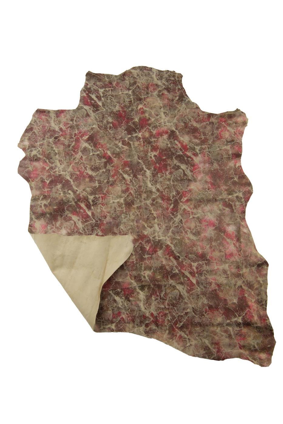 METALLIC textured SUEDE leather skin, abstract print on soft bright goatskin, sparkle material for hobbyists B19420-MT(st) La Garzarara