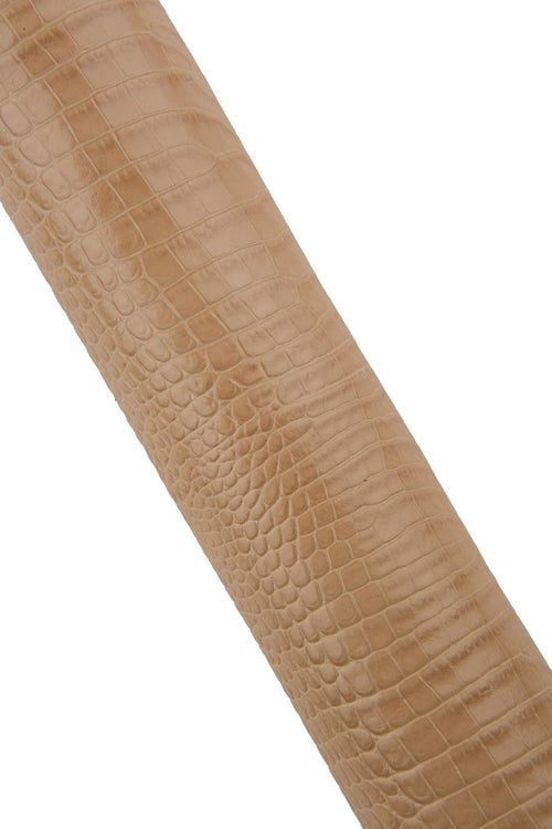 Beige EMBOSSED CROCODILE leather hide, semi glossy reptile - alligator printed cowhide, classic elegant calfskin B19313-ST La Garzarara