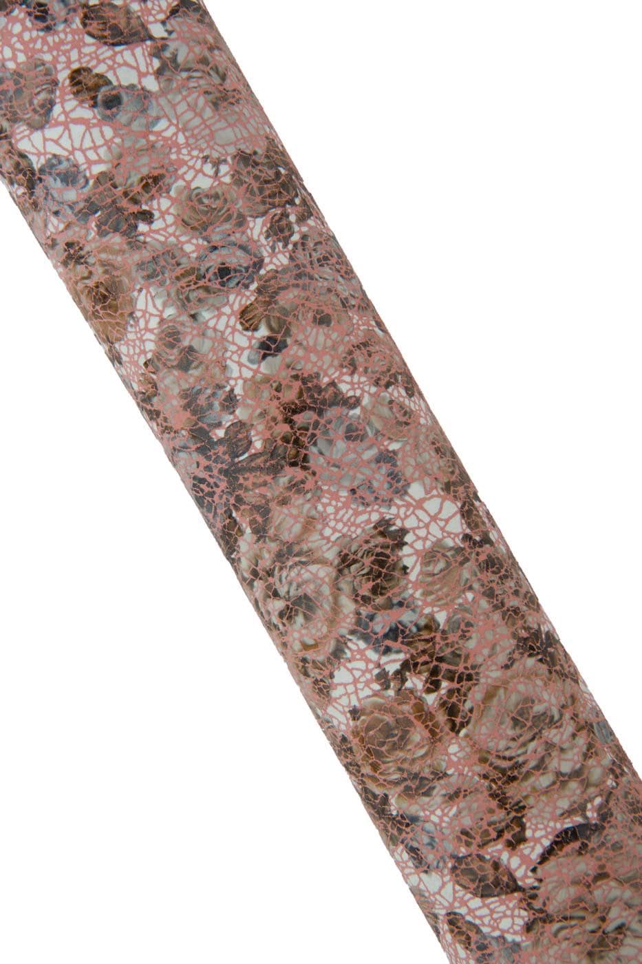 FLORAL textured goatskin, pink CRACKLE printed leather skin with flower pattern, glossy soft material for hobbyists B19392-ST LaGarzarara