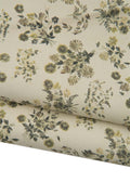 FLORAL textured SUEDE goatskin, yellow - green - grey flower pattern on cream soft glittered leather skin B19470-ST La Garzarara