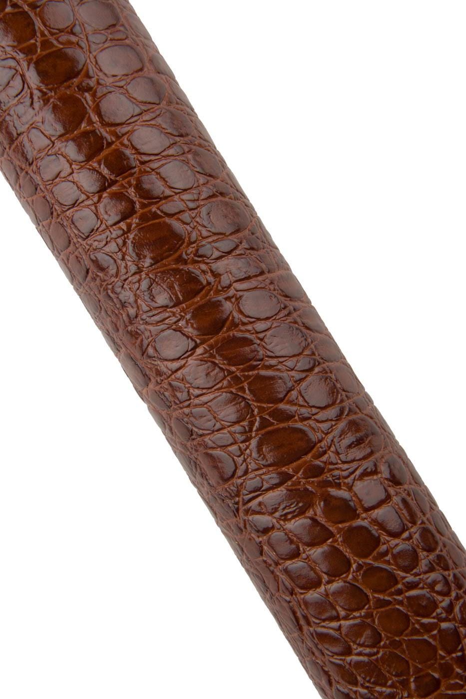 Brown CROCODILE EMBOSSED leather hide, alligator printed glossy cowhide, genuine calfskin for bags crafting B19308-ST La Garzarara