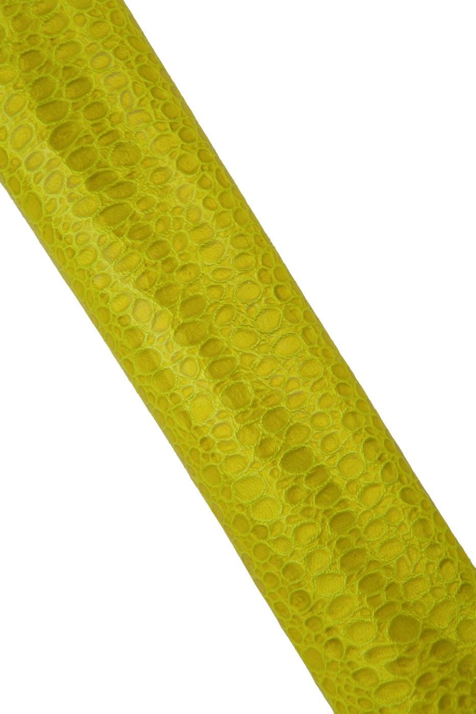 Yellow CROCODILE embossed leather skin, alligator printed PATENT goatskin, glossy soft material for crafters B19405-ST La Garzarara