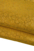 METALLIC textured leather skin, yellow suede goatskin with light gold REPTILE - like print, soft bright hide B19487-MT(st) LaGarzarara