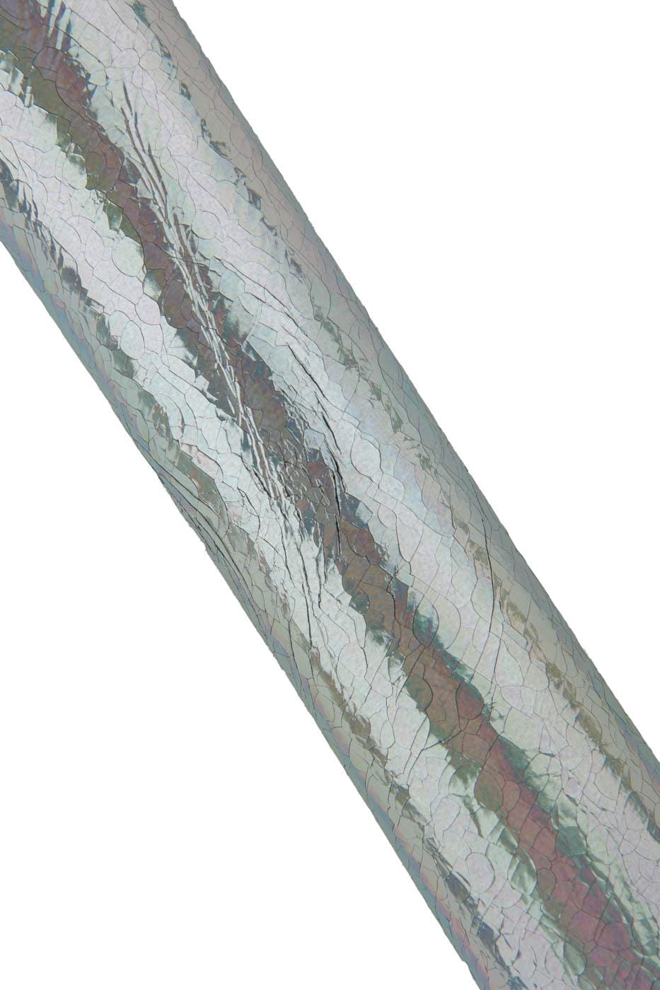 Silver IRIDESCENT metallic leather skin, holographic CRACKLED printed goatskin - glossy bright soft hide B19424-MT(st) La Garzarara