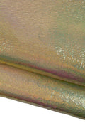 Light gold METALLIC leather skin, iridescent CRACKLE printed goatskin, soft sparkle material for crafters B19425-MT(st) La Gararara