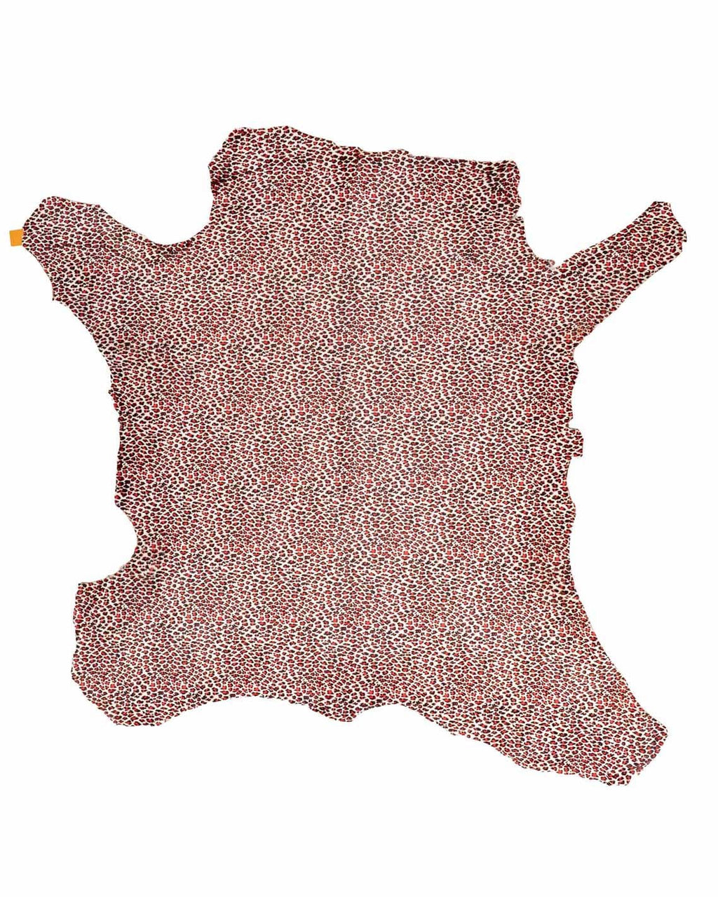 LEOPARD printed hair on leather hide, red - black CHEETAH texture on cream pony calfskin, cowhide for crafting B18985-CV La Garzarara