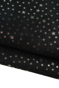 Silver STARS texture on black suede leather hide, METALLIC printed cowhide for hobbyists B19418-MT(st) La Garzarara