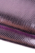 Pink METALLIC CROCODILE leather skin, glossy reptile textured goatskin, soft sparkle material for diy creations B19417-MT(st) La Garzarara