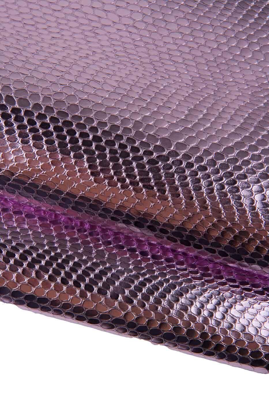 Pink METALLIC CROCODILE leather skin, glossy reptile textured goatskin, soft sparkle material for diy creations B19417-MT(st) La Garzarara