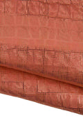 Metallic suede goatskins, orange leather skins with GOLD sparkle geometrical pattern, bright suede hides B19391-MT(st) LaGarzarara