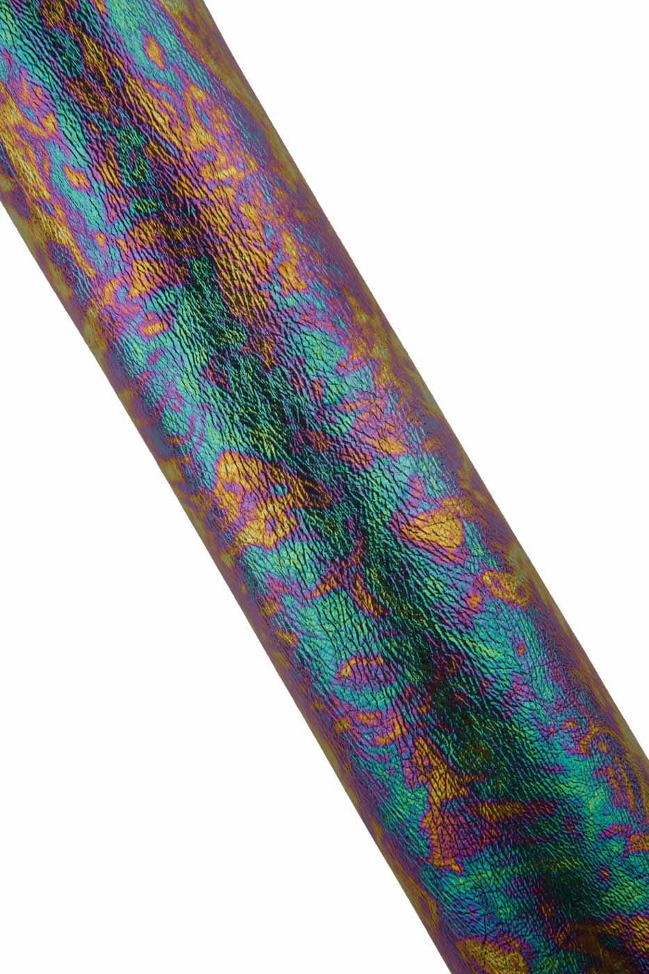 HOLOGRAPHIC metallic leather skin, multicolor GASOLINE printed sheepskin, soft bright lambskin for hobbyists B19374-MT(st) La Garzarara
