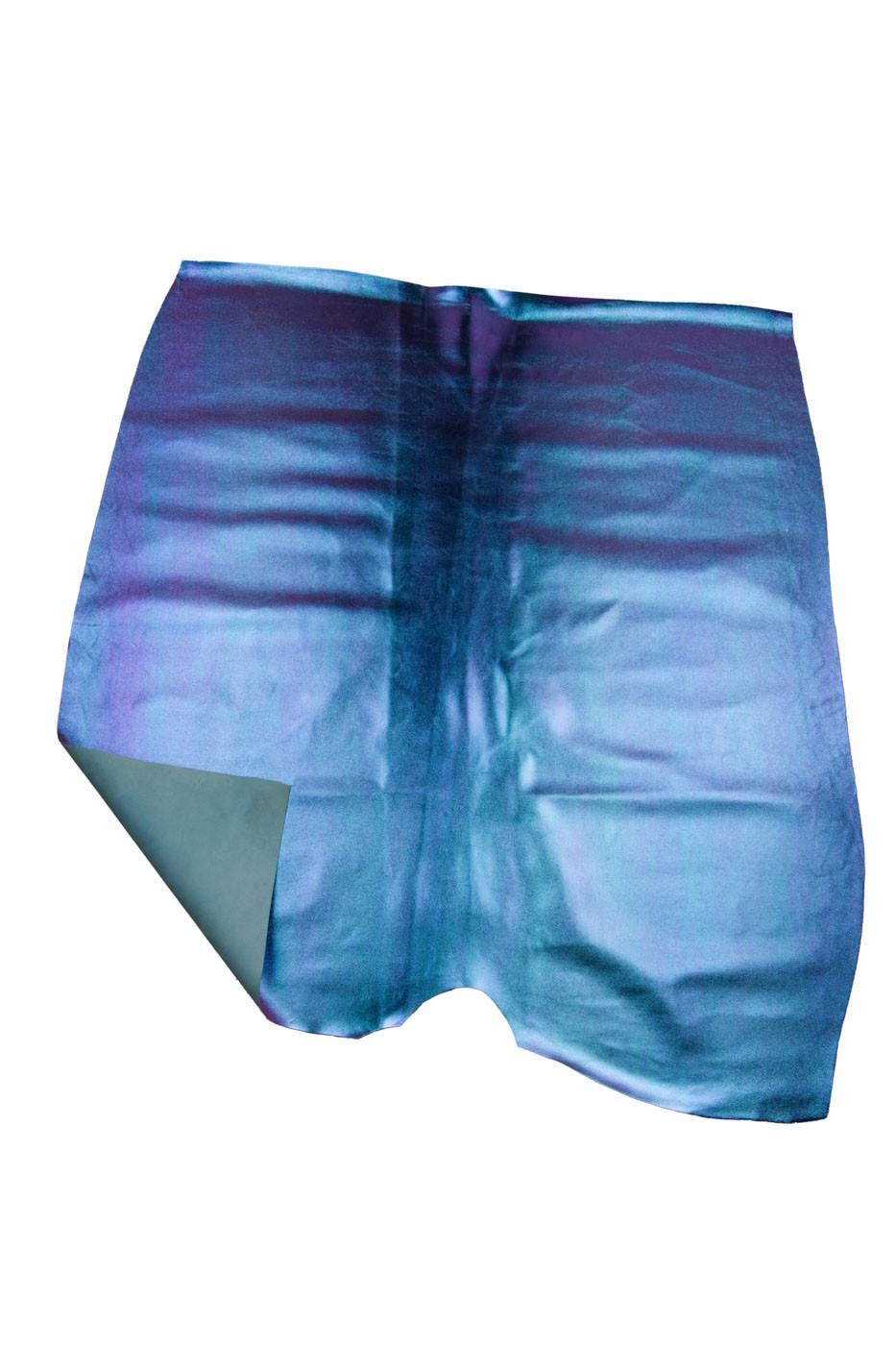 IRIDESCENT METALLIC leather hide, light blue/purple holographic cowhide, tiny pebble grain printed bright calfskin B19437-MT(st) LaGarzarara